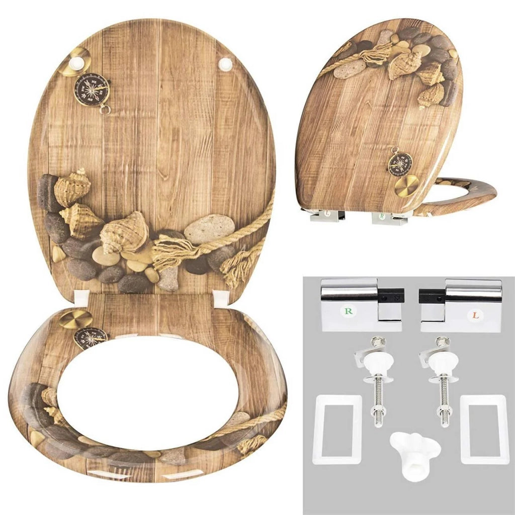 Sedile WC sedile WC premium con coperchio incernierato regolabile e chiusura ammortizzata per il bagno di famiglia 19_0000645