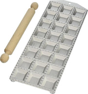 Fabbricatore di ravioli quadrati in alluminio 24-ga con rotella per impasto - per pasta fatta in casa
