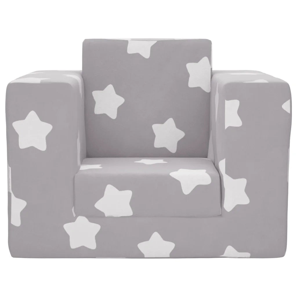 Divano Letto Bambini Grigio Chiaro con Stelle Morbido Peluche
