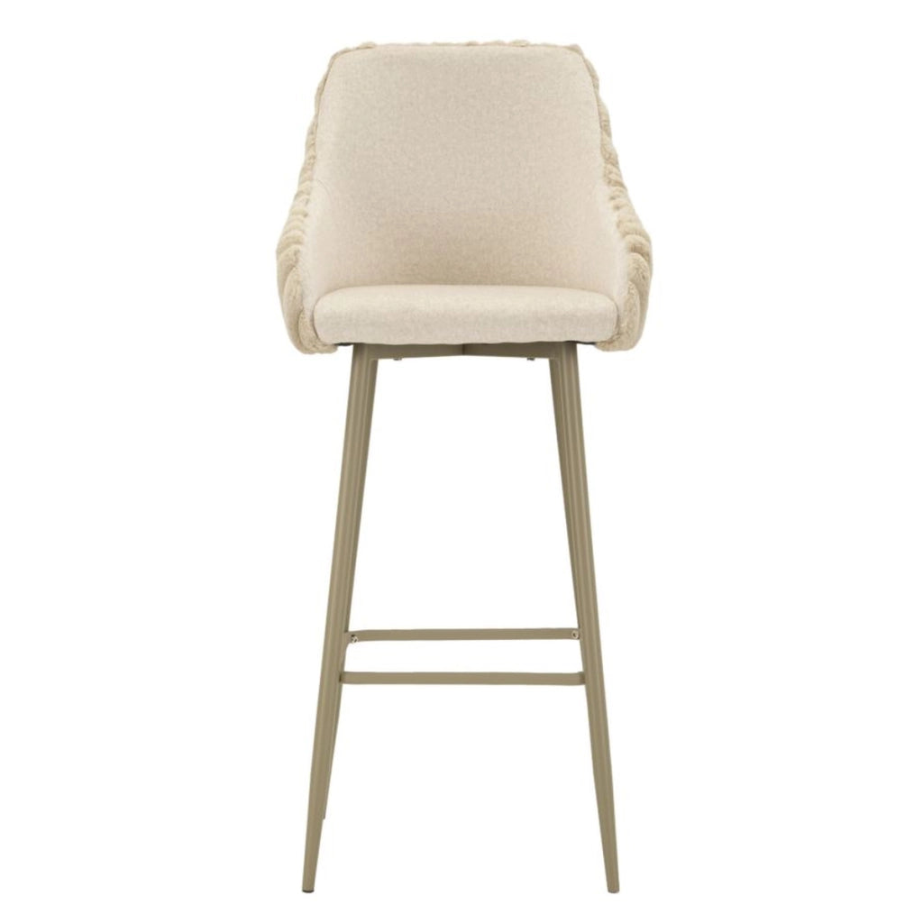 Set di 2 Sgabelli Alti VKH881, Beige, Poliestere, 52x46x111 cm