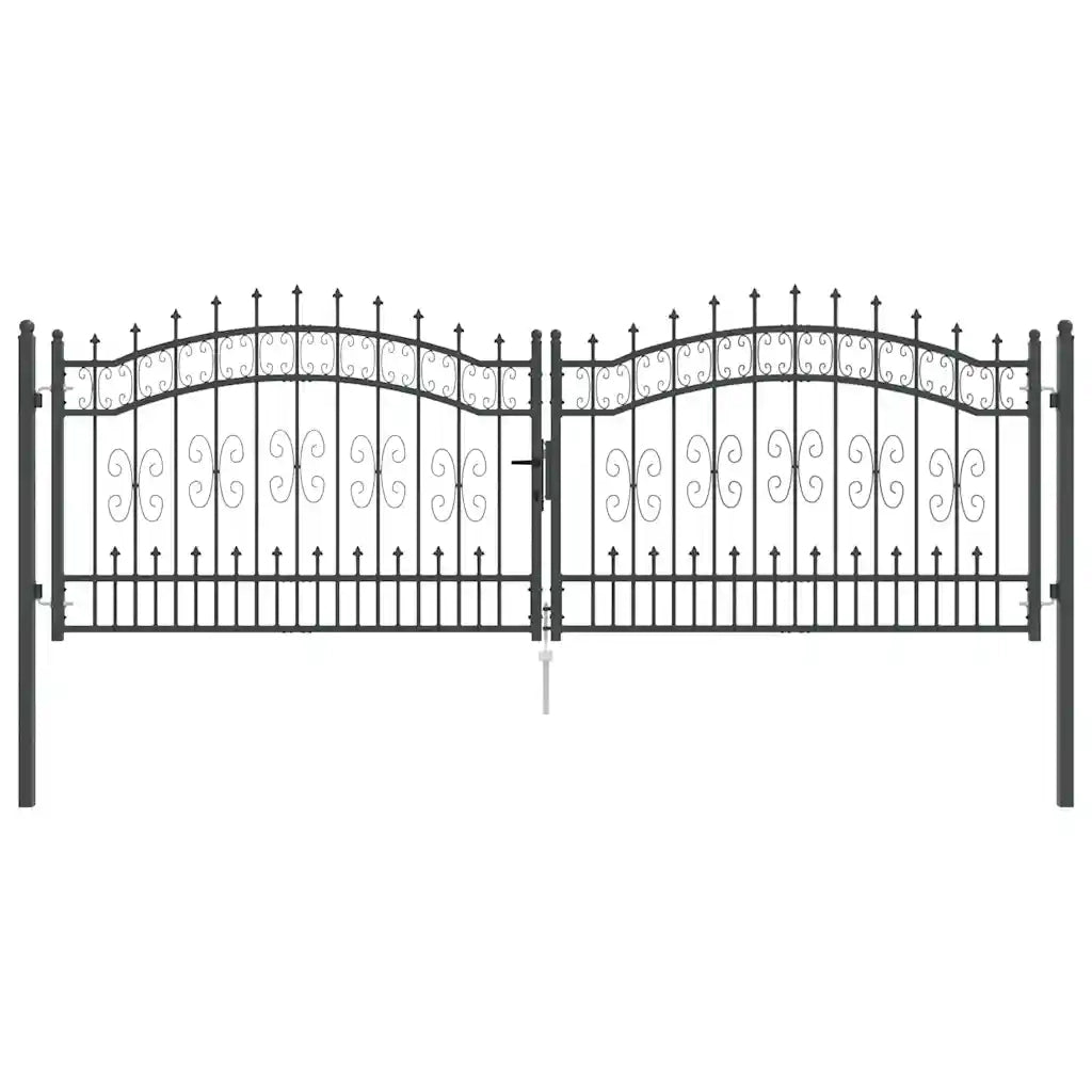Cancello con Punta a Lancia KAMPEN 305 x 100 cm Acciaio Grigio 42009043