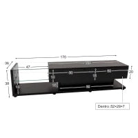 Mobile TV Moderno con 2 Cassetti e 2 Ripiani in Vetro, Illuminazione a LED, 170x36x38 cm, Nero