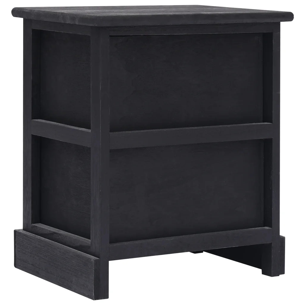 Comodino Nero 38x28x45 cm in Legno di Paulonia 284058