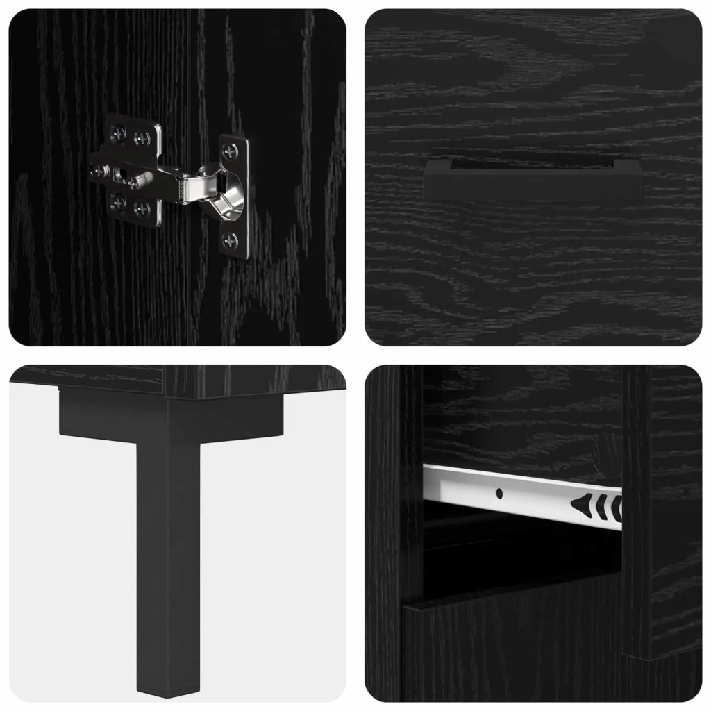 Credenza | Madia | Buffet da pranzo | Armadio da pranzo Rovere Nero 69,5 x 34 x 90 cm Legno multistrato