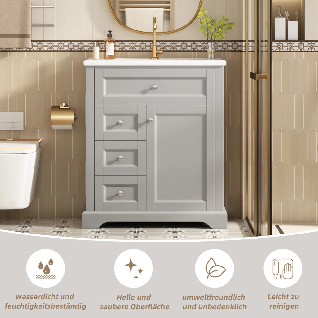 MOBILE BAGNO da terra 76x46x87 cm con lavabo in ceramica grigio