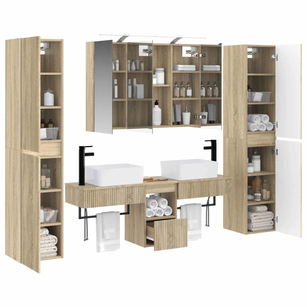 Set di mobili per il bagno 6 pcs Rovere Sonoma 3407193