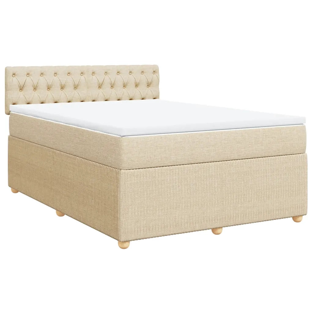 Giroletto a Molle con Materasso Crema 140x19 cm in Tessuto