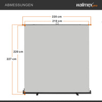 Fondale fotografico roll-up grigio 210x220, sfondo portatile con scatola di trasporto per fotoshooting, sistema autoportante, telo ingualcibile per studio fotografico