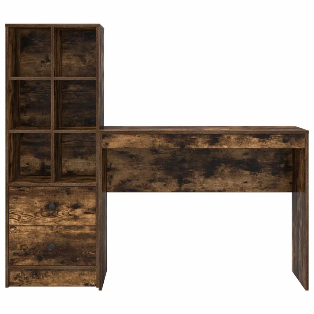 Scrivania con cassetto con lo scaffale 2 pcs Rovere fumé 3337333