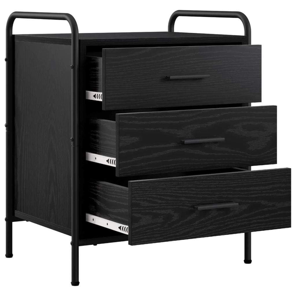 Armadio da Notte Rovere Nero 48 x 36,5 x 60 cm 8013530