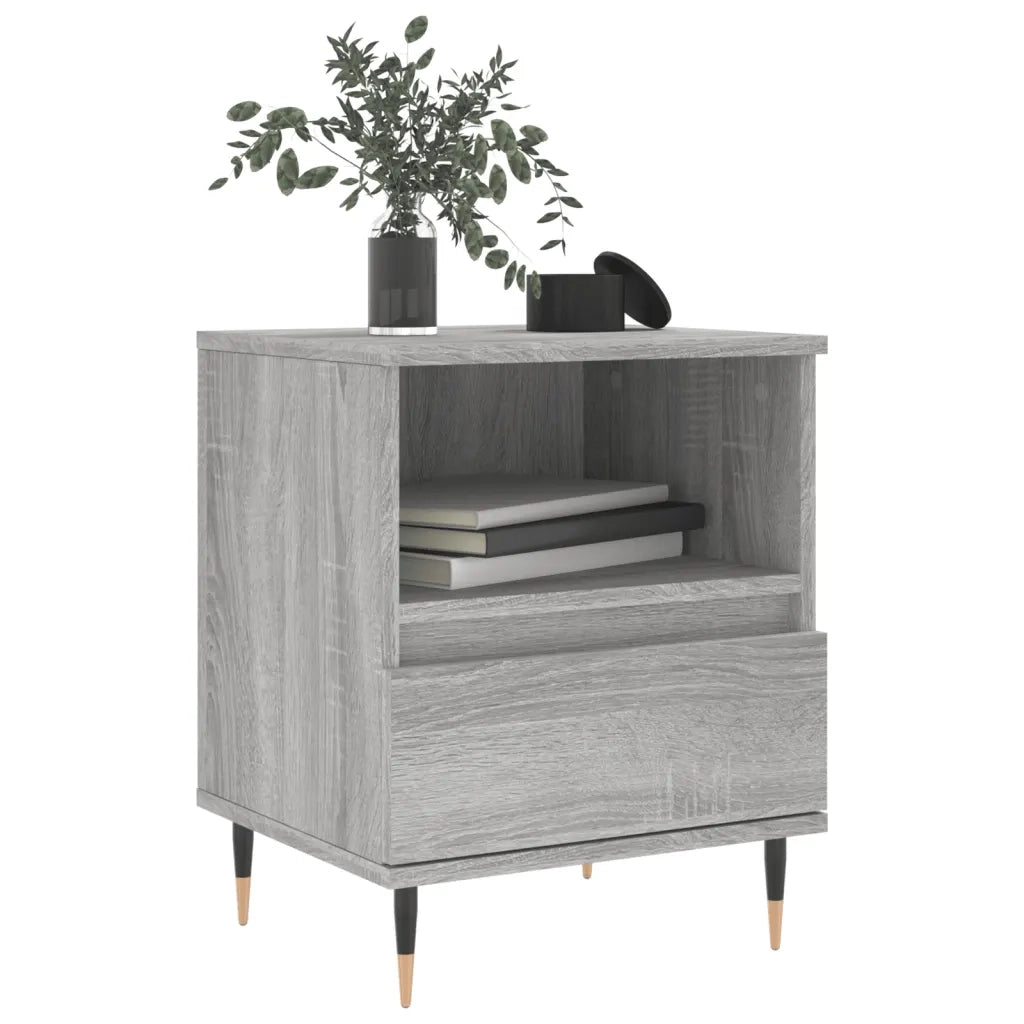 Set di 2 Comodini | Armadio da Notte | Mobiletto da notte Grigio Sonoma 40x35x50 cm in Legno Multistrato