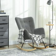 Poltrona a dondolo 98x71x101 cm con schienale trapuntato; poliestere; grigio scuro