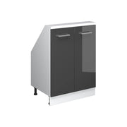 Mobile sottotetto Rion Antracite lucido/Bianco con 2 porte Vicco