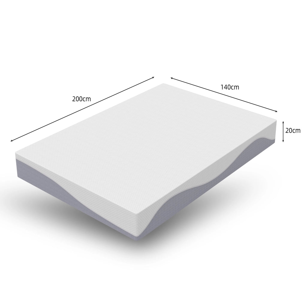 Materasso in Schiuma 140x200 cm ¨C MINIMAL ¨C Grigio e Bianco, H3/H4, Fodera Rimovibile, 20 cm