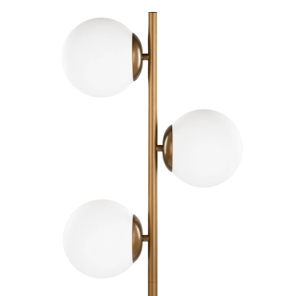 Lampada da Terra in Metallo dorato 3 punti luce Tonalità Bianche Rotonde design moderno contemporaneo