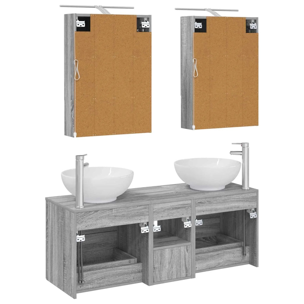 Set di mobili per il bagno 5 pcs Sonoma grigio 3406964