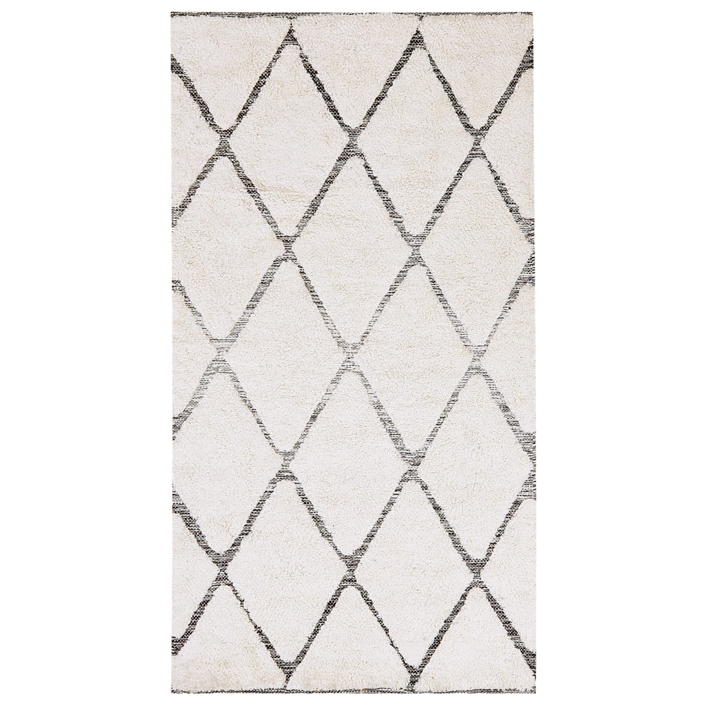 Tappeto in cotone beige e grigio 800 x 150 cm Rettangolare motivo geometrico invecchiato intrecciato a mano