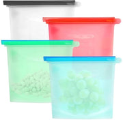 Zak di silicone riutilizzabile da 1 litro - Chiusura ermetica - Resistente al calore - Opbergruimte 23 x 17,5 cm - Resistenti all'acqua - Silenziose - Adatti alla lavatrice - Opbergzakken