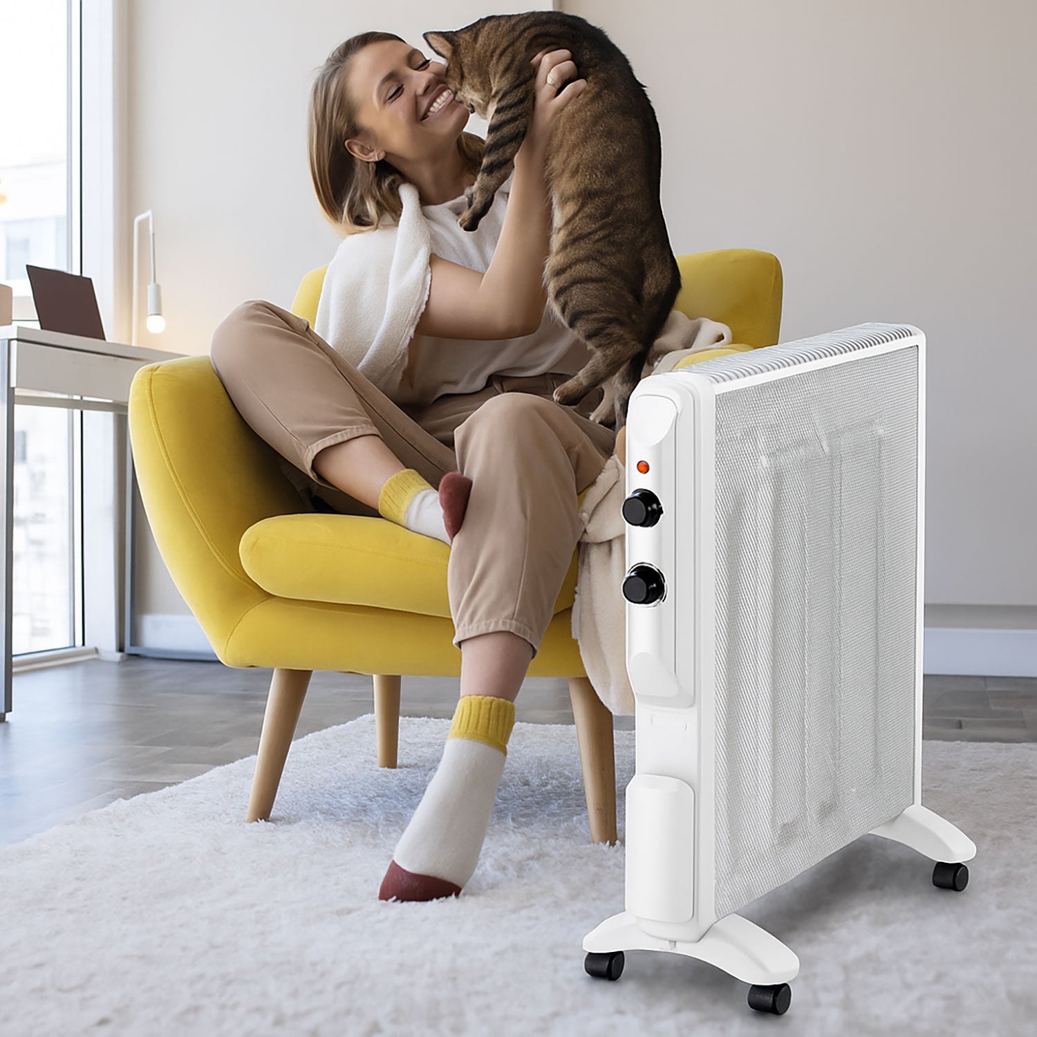 Radiatore Elettrico Giulietta 1000-1500 W IP24 con Pannello in Mica Bianco