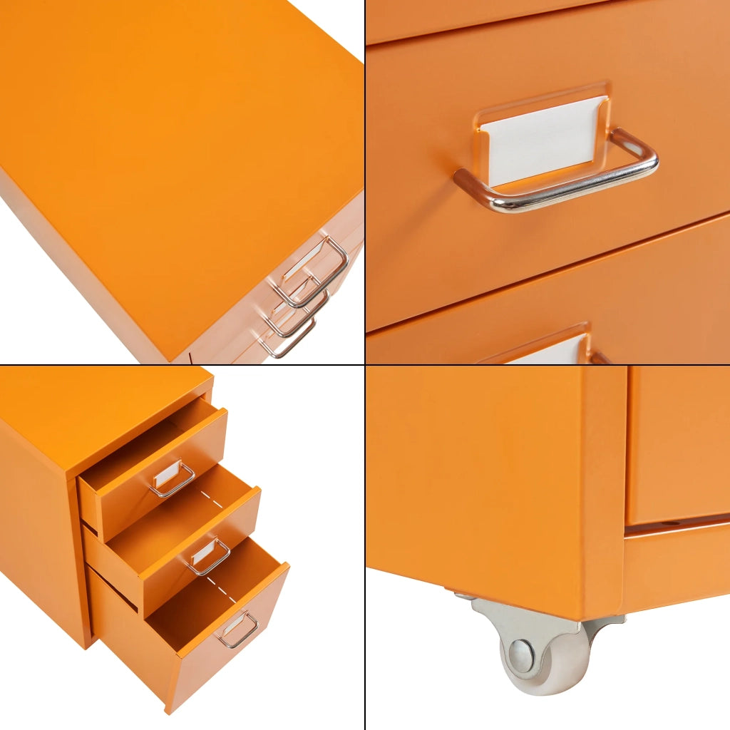 Mobiletto per ufficio mobile contenitore su ruote acciaio 48 x 28 x 41 cm arancione 03_0009121