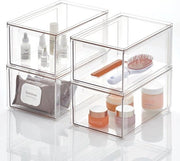 Scatola di makeup con coperchio trasparente in plastica per organizzare la stanza da bagno, 4 pezzi
