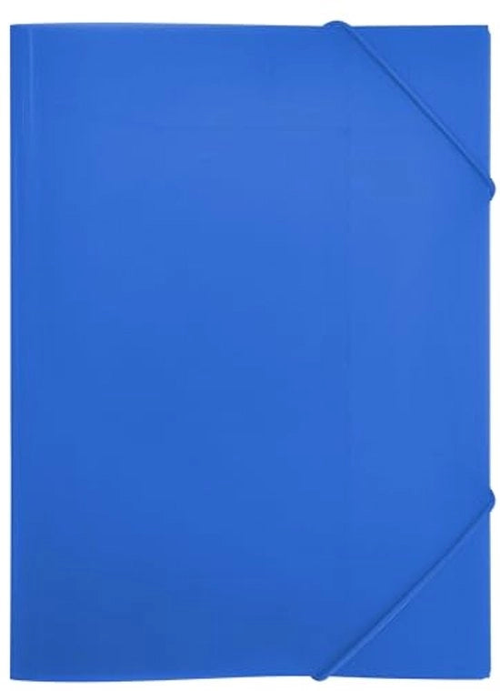 Map con cinture elastiche e chiusure, A4, cartellone per ufficio e scuola, realizzato in polipropilene riciclato al 100% (A4, blu)