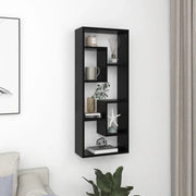 Scaffale a Parete Nero 36x16x90 cm in Legno Multistrato 803012
