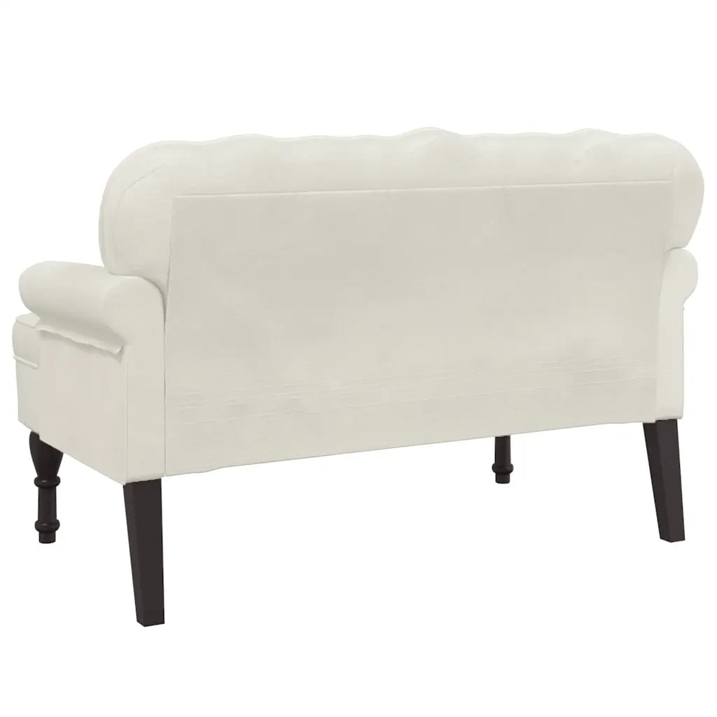 Panca con Schienale Crema 119,5x64,5x75 cm in Velluto CFW7998626
