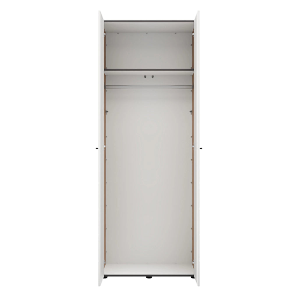 Armadio Camera da Letto Pomar, Guardaroba 2 Ante Appendiabiti, 79x208h cm Bianco Opaco
