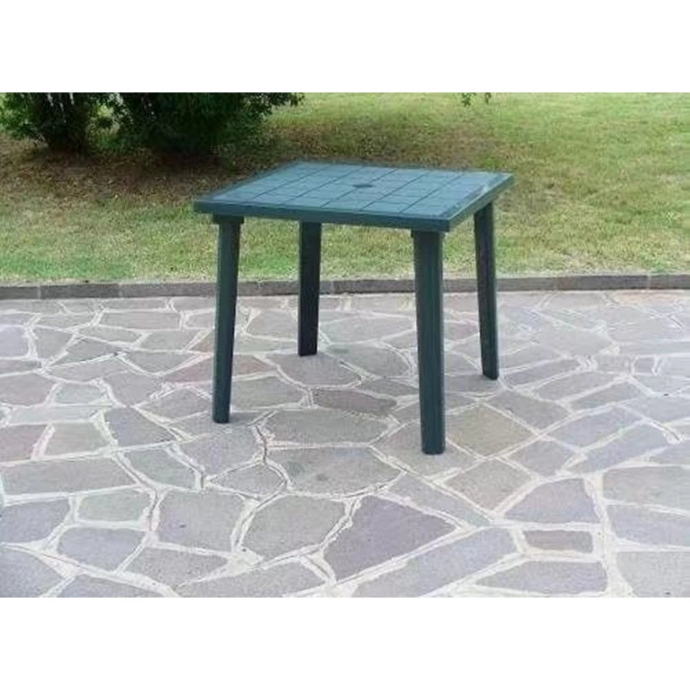 Trade Shop - Tavolo Da Giardino Quadrato Weekend Verde 80x80cm In Plastica Arredo Esterno 016300 -