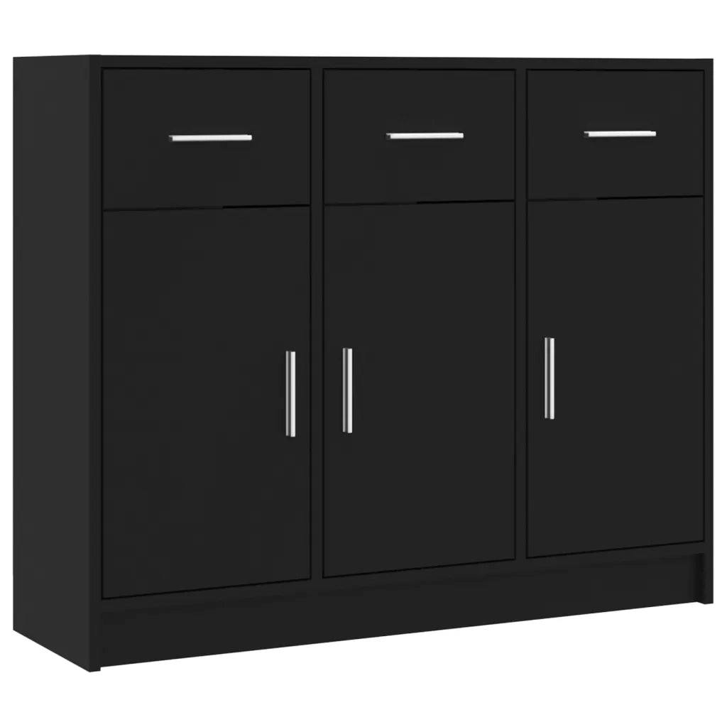 Credenza Nera 91x28x75 cm in Legno Multistrato 823009