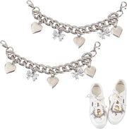 Set di 2 appesi scarpe per sport con decorazioni metalliche a forma di cuore e accessori decorativi per scarpe