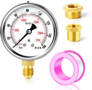 Drukmeter Liquido 0-160 Bar - Vaso 2,5" - Busse a 6 Viti in Ottone - Montaggio Inferiore - Adatto per Acqua/Olio/Aria