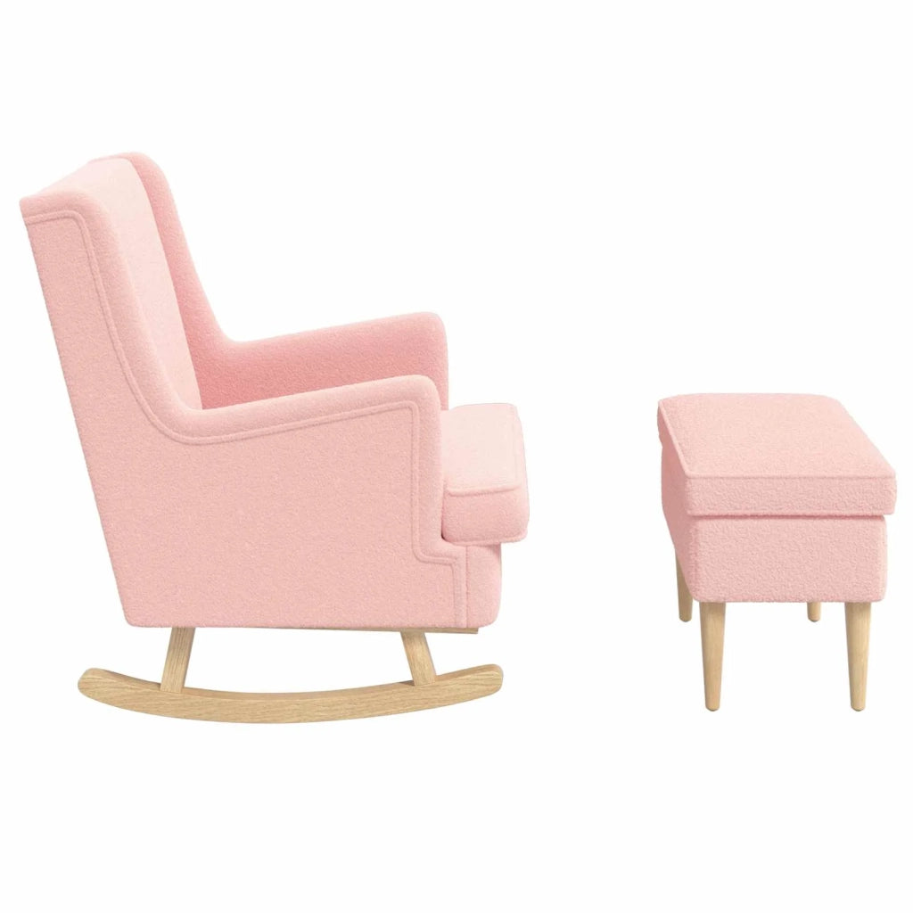 Poltrona con Ottomano 2 pz Rosa Bouclé 3418856