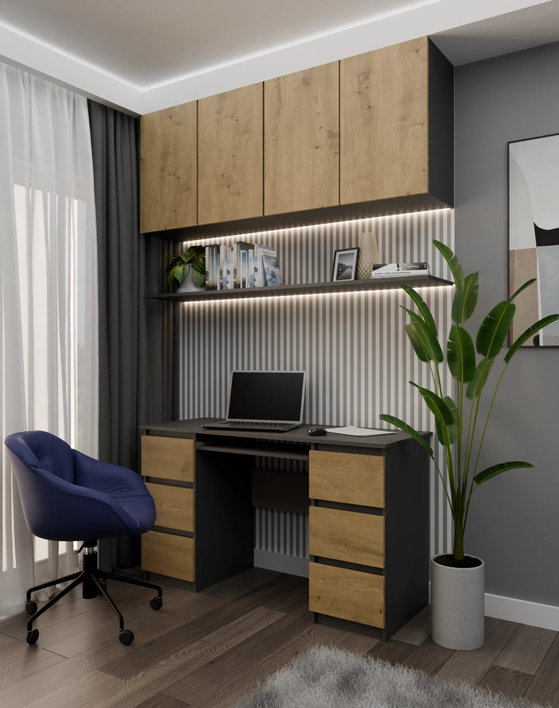 Scrivania KUBA antracite rovere artisan per ufficio e studio
