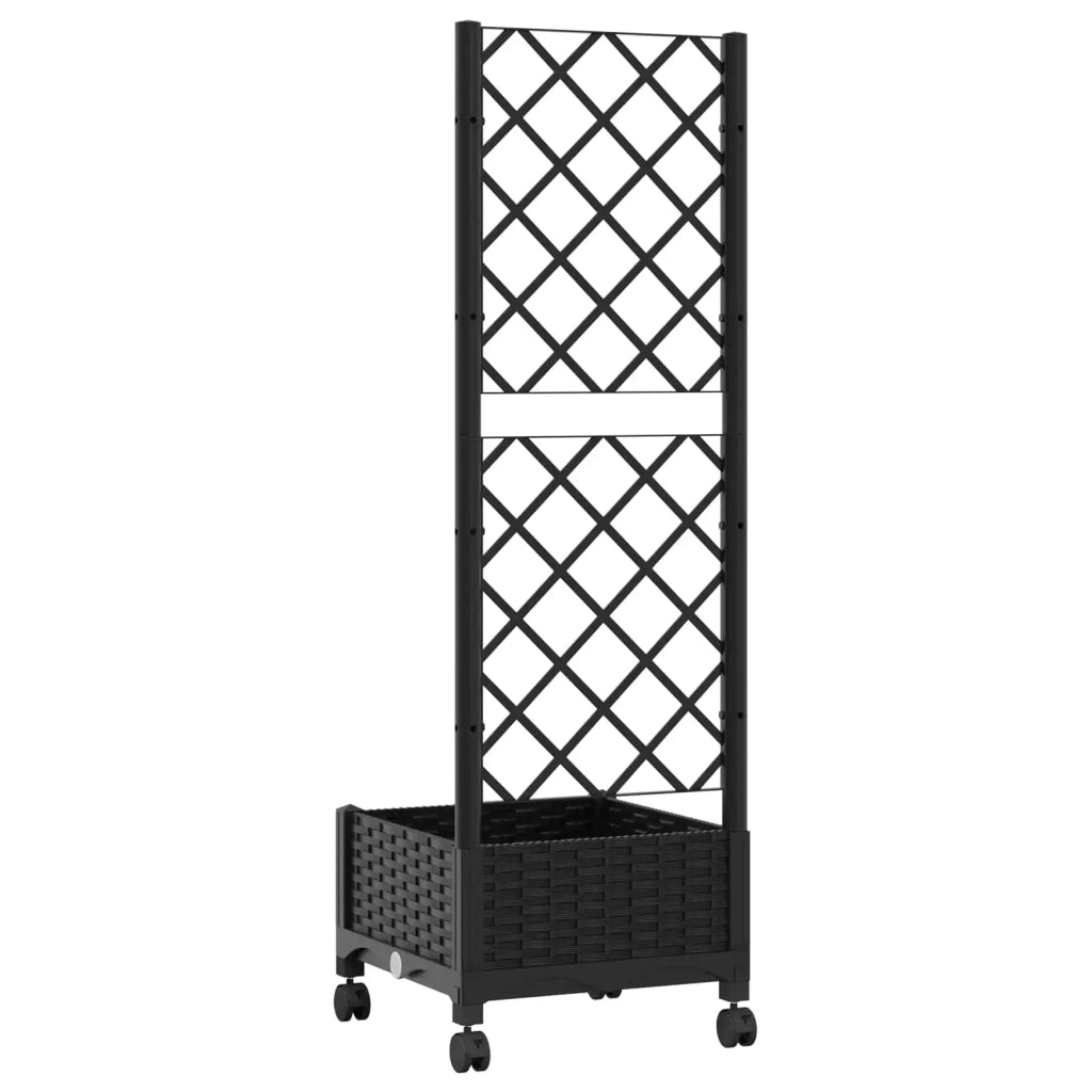 Vaso da giardino con grigliato e ruote Nero 40 x 40 x 131,5 cm 3422915