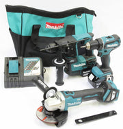 Makita DLX3179TX1 - Kit combinato di utensili a batteria, 18 V (DDF485 + DHR171 + DGA511) / 5,0 Ah, 2 batterie + caricatore, borsa per il trasporto