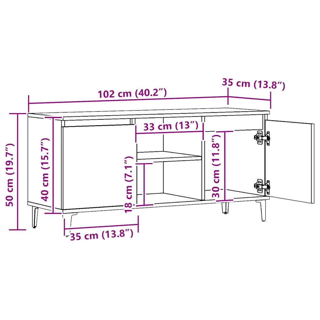 Mobile TV Rovere Artigianale 102x35x50 cm in Legno Multistrato 856431