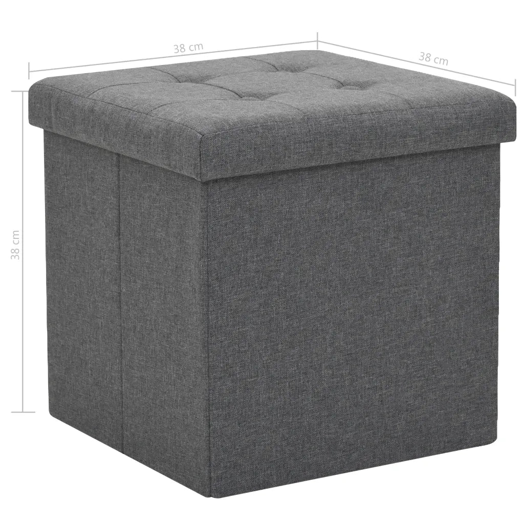 Pouf Pieghevoli con Contenitore 2pz Grigio Scuro in Simil Lino 247079