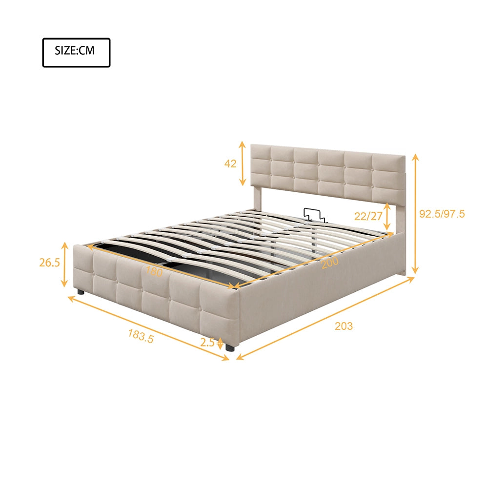 Letto con contenitore idraulico 180x200 - Xylo - Beige