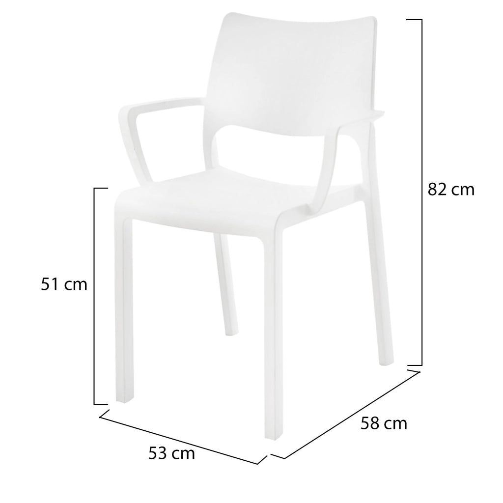 Cambon, Sedia da Esterno 4 Sedie Made in Italy, Bianco