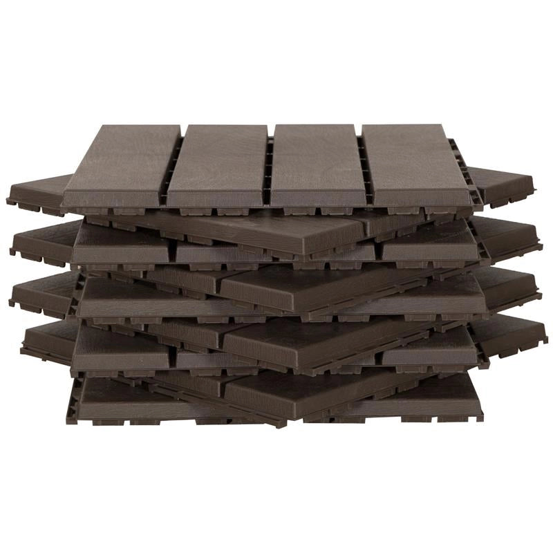 SET 9 MATTONELLE A INCASTRO PER TERRAZZO 30 X 30 X 2 CM MARRONE