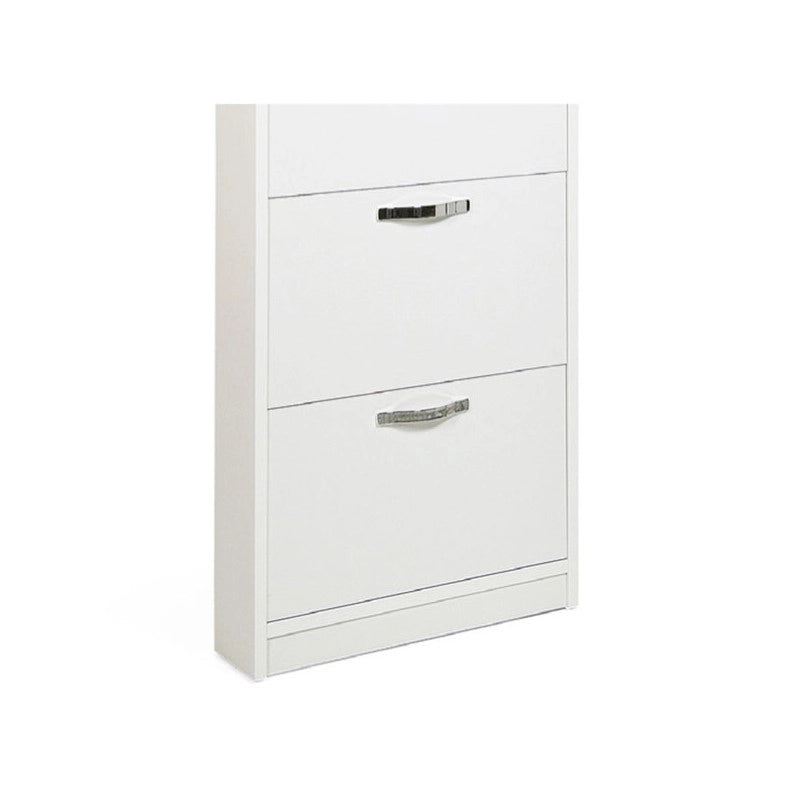 Scarpiera Slim Bianco Frassinato in legno nobilitato 5 ribalte cm 180x65x15