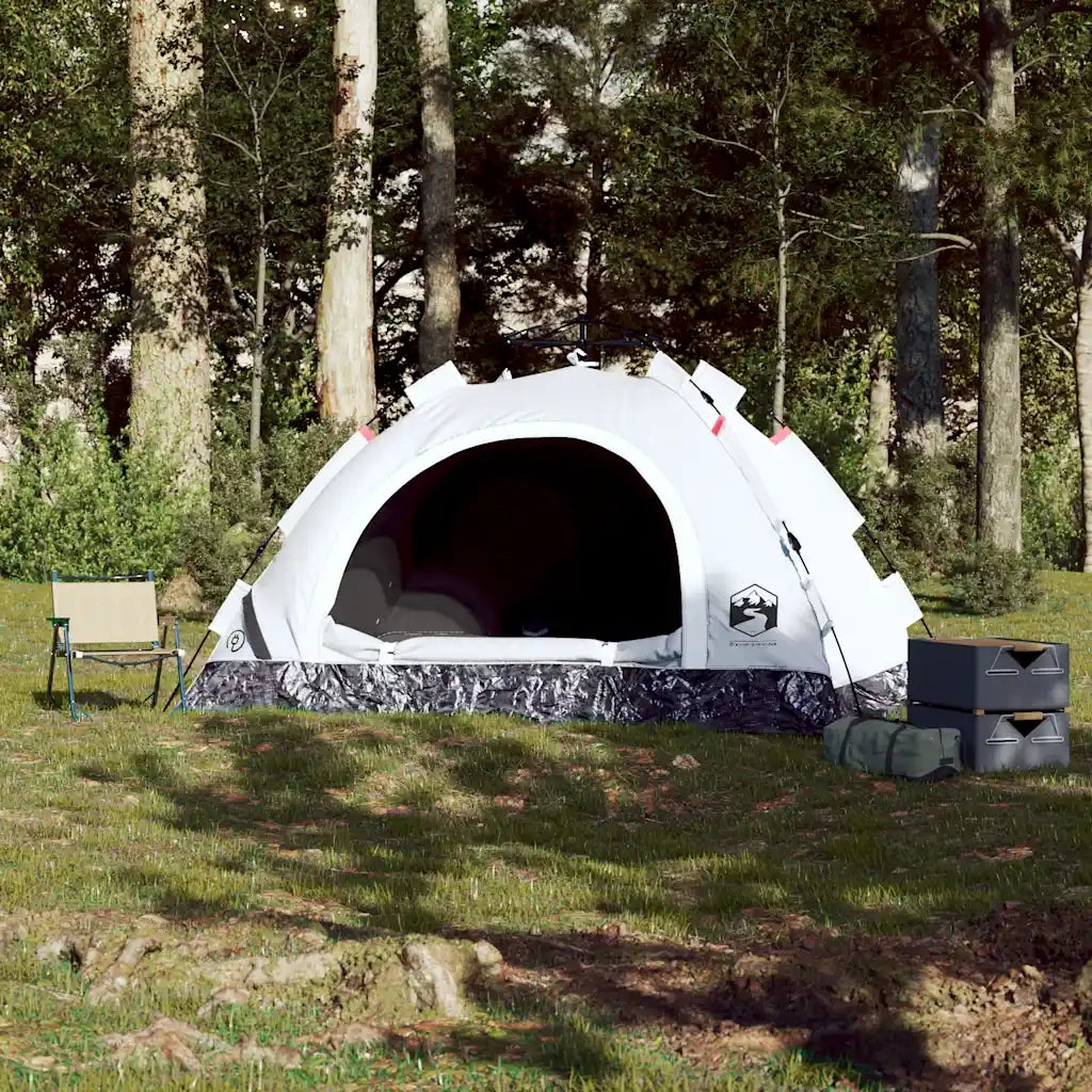 Tenda 4 Persone-Tenda da campeggio Bianca in Tessuto Oscurante a Rilascio Rapido 737946