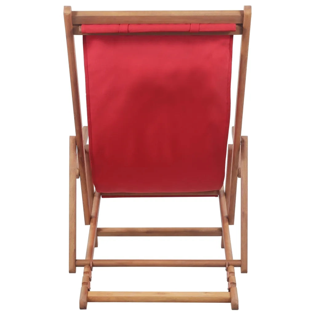 Sdraio da Spiaggia Pieghevole in Tessuto e Telaio Legno Rosso cod mxl 24837
