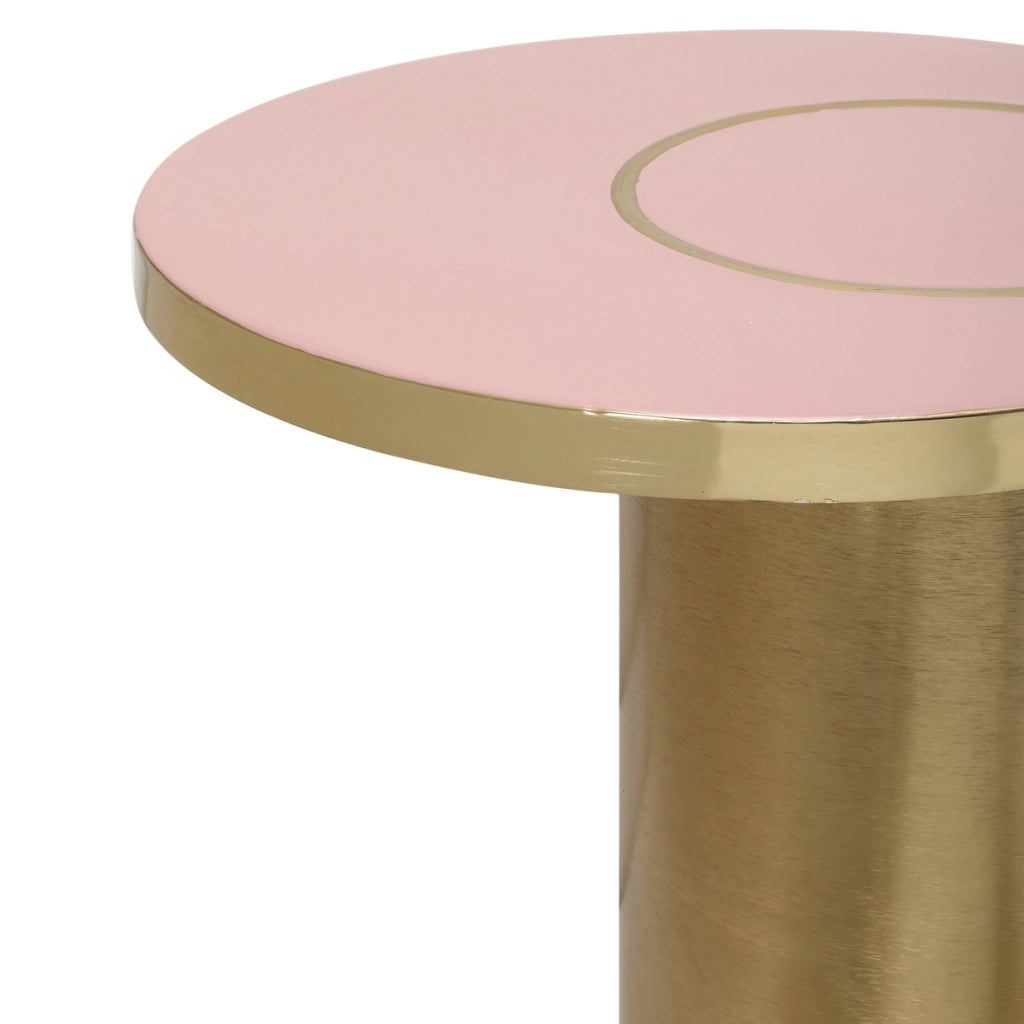 Tavolino Art Deco in ferro con finiture oro e rosa
