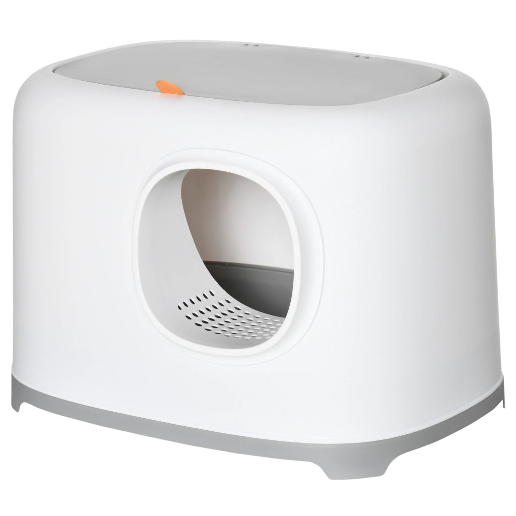 Casetta igienica per gatti chiusa con coperchio e paletta ¨C zephmum ¨C bianco plastica 55x40x39 cm