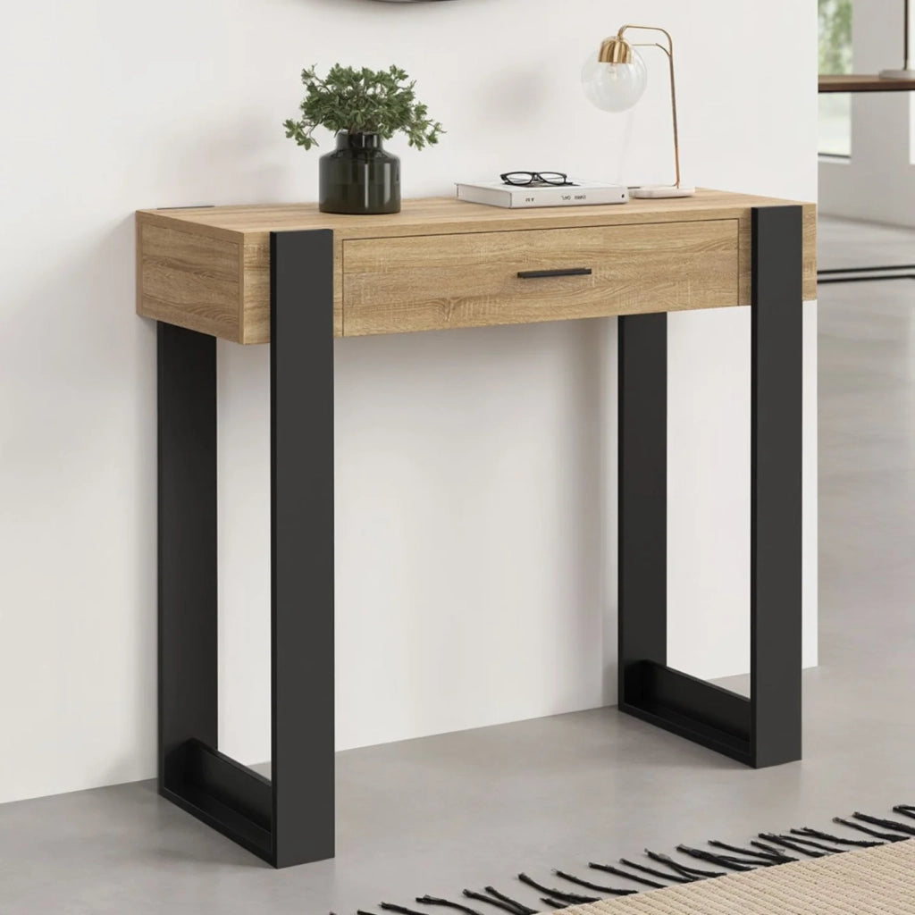 IDMarket - Consolle PHOENIX in legno e nero a 1 cassetto