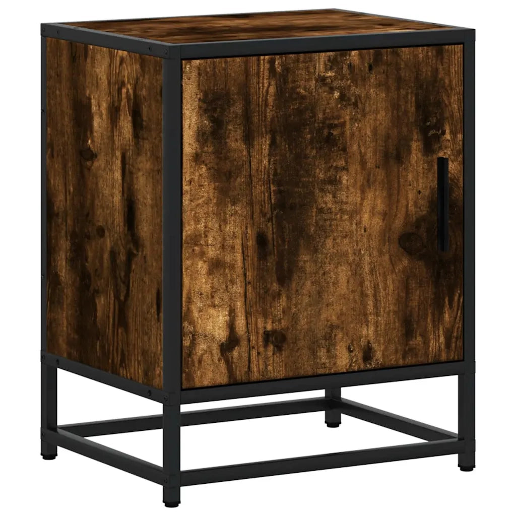 Comodini Rovere Fumo 2 pz 40x31x50 cm Legno Multistrato Metallo 848714