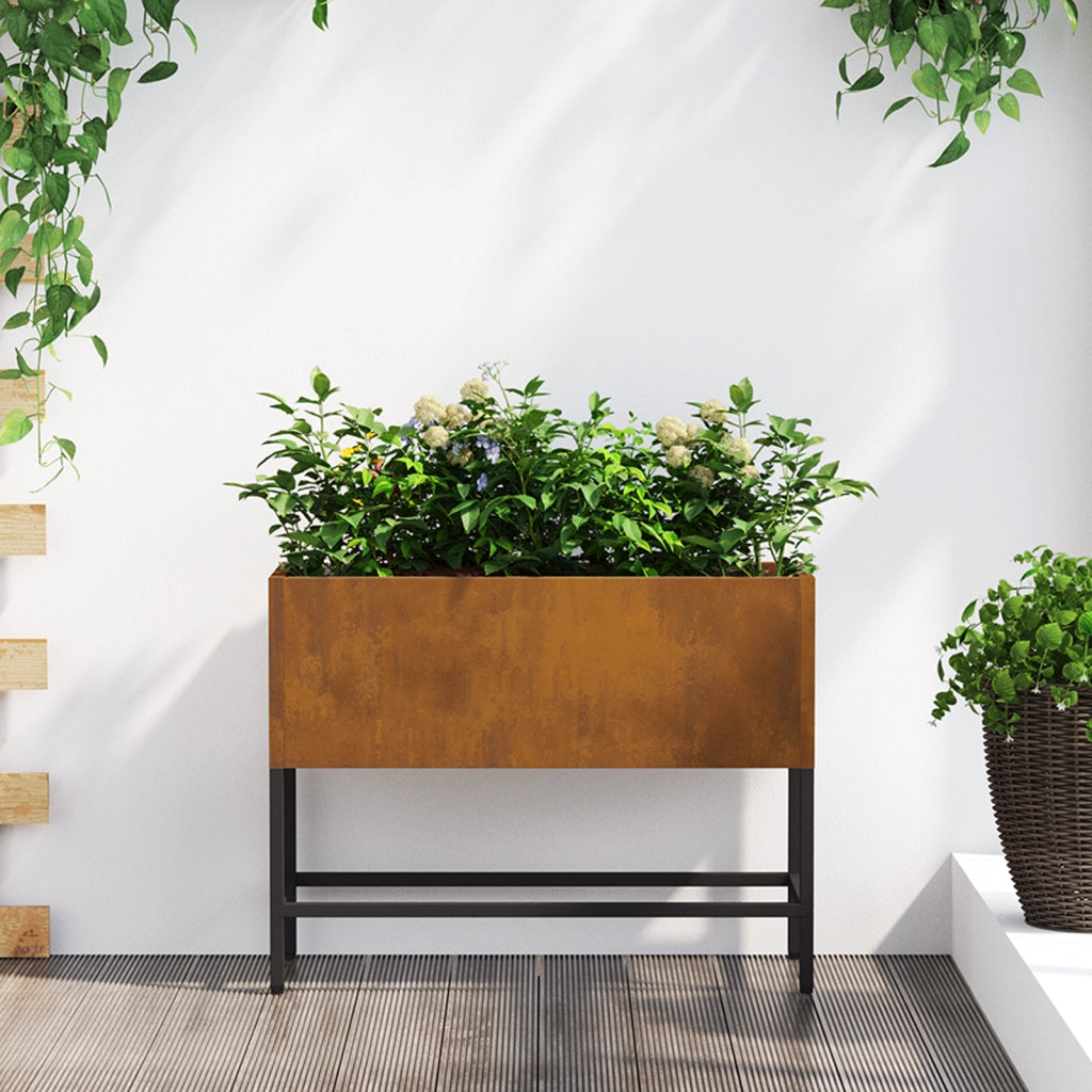 Fioriera rialzata 60x26x45 cm in acciaio resistente alle intemperie